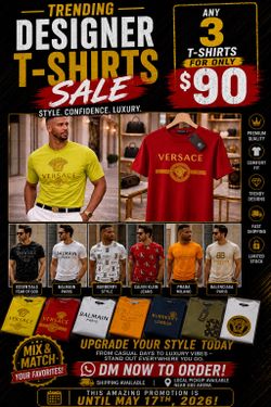 🔥  3 For $90 - TRENDING DESIGNER T-SHIRTS SALE 🔥