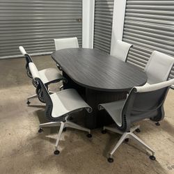 Conference Table 72”x36” With 6 Herman Miller Setu Chairs 