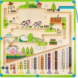  New In Box Magnetic Color and Number Maze,Montessori Toys for3+Year Old,Wooden Puzzle Activity Board,Educational Color and Counting Matching Toys,Gre