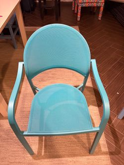 Crate & Barrel Turquoise Mesh Outdoor Armchair