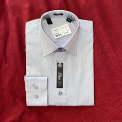 Youth 14R slim fit button up Gray dress up shirt nice upscale high end