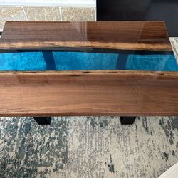 Walnut and Epoxy Resin River Coffee Table
