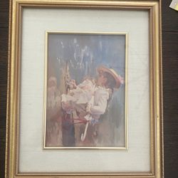 Vintage Gold Framed Art Prints Set of 2 – Impressionist Style Wall Decor