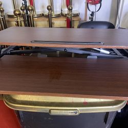 Hydraulic laptop, desktop desk, and 28 inch wide screen TLC television