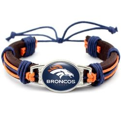 Denver Broncos Leather Bracelet Adjustable New