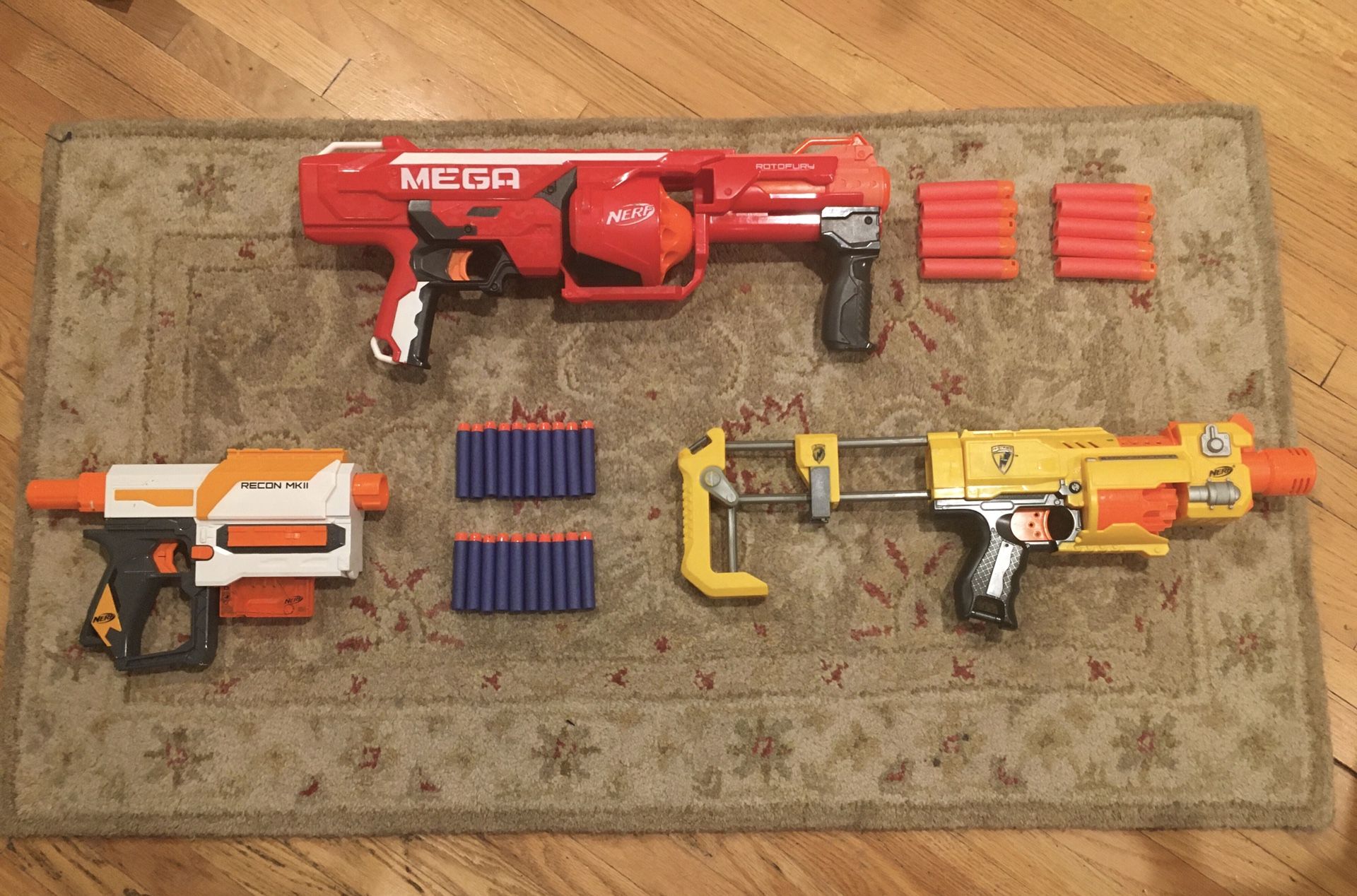 Nerf gun lot with Mega Rhotofury, Recon, Barricade, and more