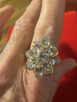 14k Large Aquamarine And Diamond Ring  6