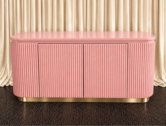 Pink post modern Fluted Sideboard with Gold Base