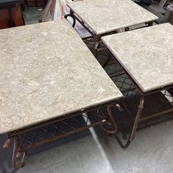 Marble coffee table and end table living room set