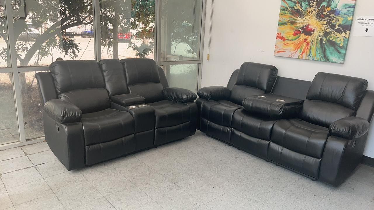 BRAND NEW 2 PIECES RECLINERS COUCH WITH CUP HOLDERS