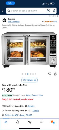 Gourmia XL Digital Air Fryer Toaster Oven