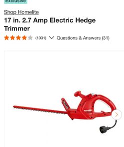 17 in. 2.7 Amp Electric Hedge Trimmer