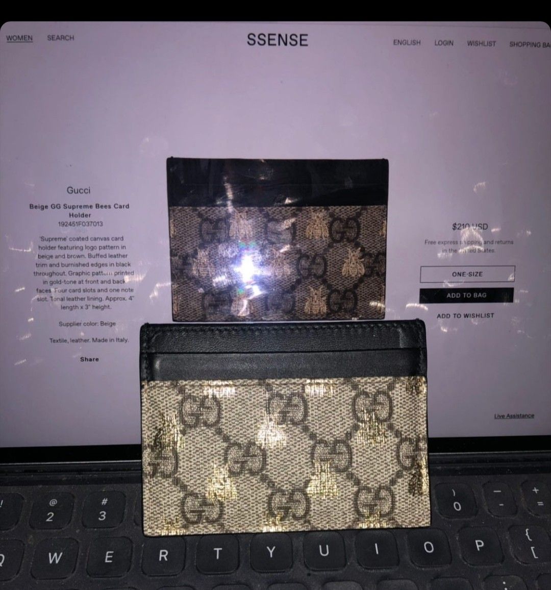 Gold & Beige GUCCI Supreme Bee Women's Wallet