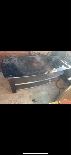 Tv console glass with Wood Legs