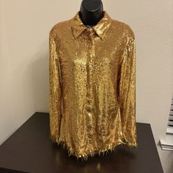 Fashion Nova Piper Sequin Button Front Shirt
