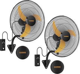 2pcs 20 Inch Wall Mount Fan Oscillating, 600D Oxford Cover & Wired Remote Extended 3.3ft Wired Remote & 6.6ft Power Cord Wall Fan, 3-Speed High Veloci
