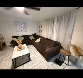 Dark Brown L-Shaped Sectional Sofa – $200 OBO