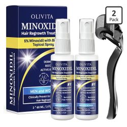 5% Minoxidil for Men and Women Hair Growth Kit: Minoxidil Spray Hair Regrowth Treatment Serum with Biotin & Rosemary -Stop Hair Thinning and Hair Loss