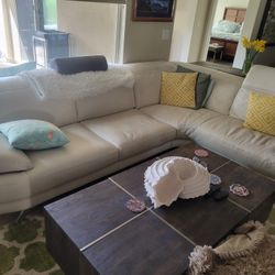 Copenhagen White Leather Sectional 