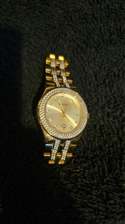 Bulova Men's Swarovski Crystal Gold Stainless Steel Watch 98B174