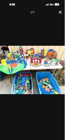 Lot of Vintage Fisher Price N More Tracks Buildings Toys 3 Big Totes MAKE OFFER