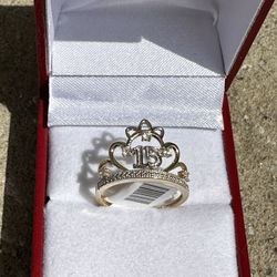 Anillo Para Quinceañera 14k Sólido