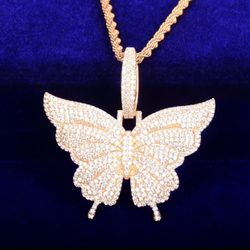 Gold Plated Butterfly Necklace 