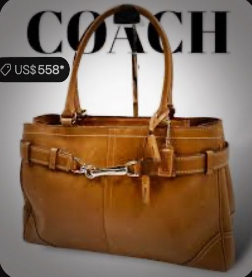Vintage Coach tote bag shoulder bag Tan Leather 2007