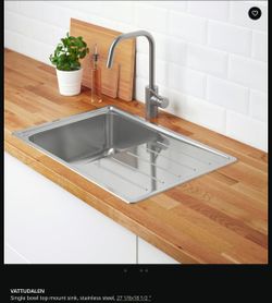 IKEA VATTUDALEN Single bowl top mount sink, stainless steel, 27 1/8x18 1/2 "