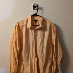 EXPRESS 1MX Shirt Mens XL Button Up Striped Long Sleeve Extra Large Orange