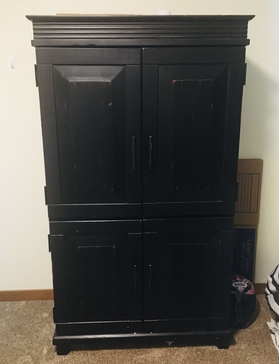 Pier 1 Imports clothing Armoire Hutch black distressed