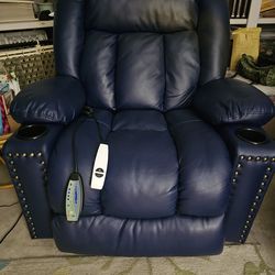 Powerlift chair recliner and massage (Faux blue leather)