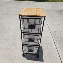 WOOD AND METAL DRAWERS ON WHEELS