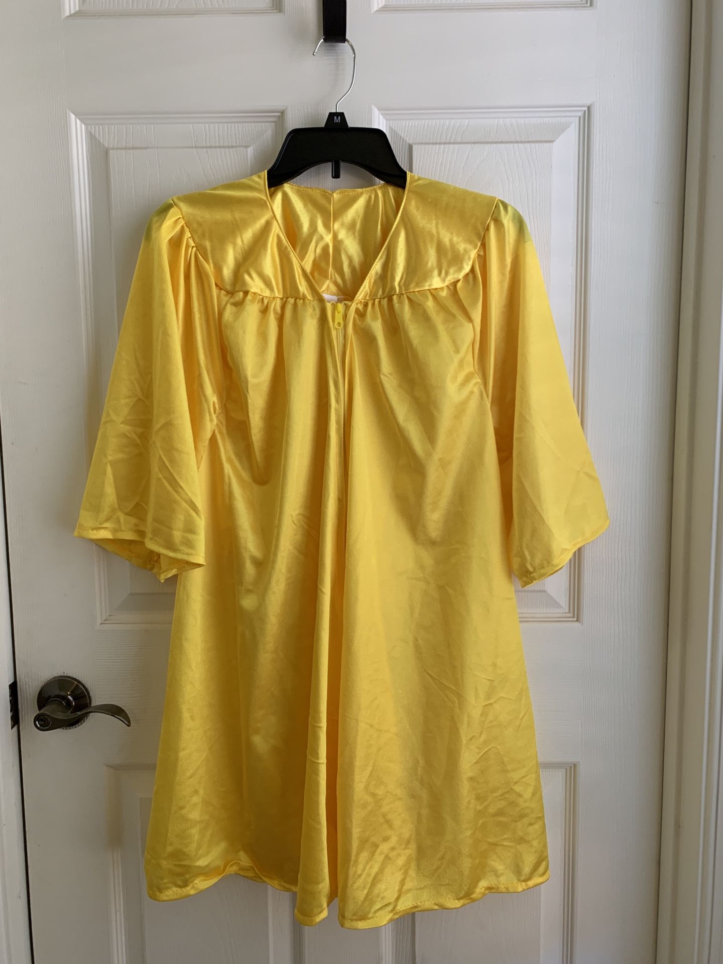 Shiny  Yellow Graduation Gown Size 4’2”-4’5 Includes Cap