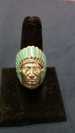 Silver ring for man with turquoise on it size 11