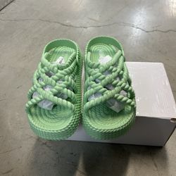 Olivia Miller Green Braided Sandals 