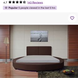 Queen Size Dark Brown Round Platform Bed w/o mattress (Like New)