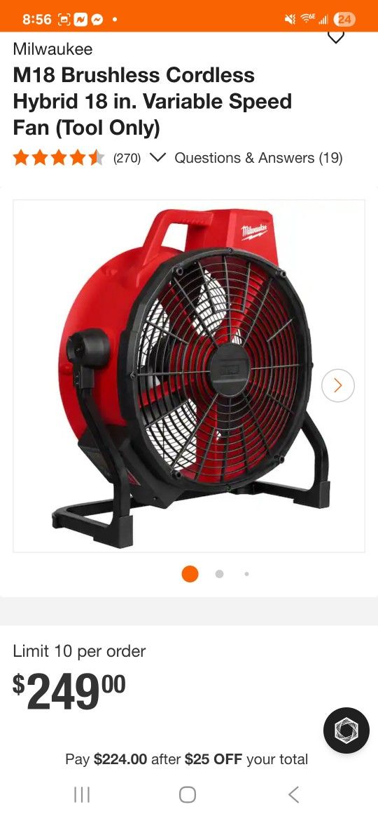Milwaukee M18 18inch Fan
