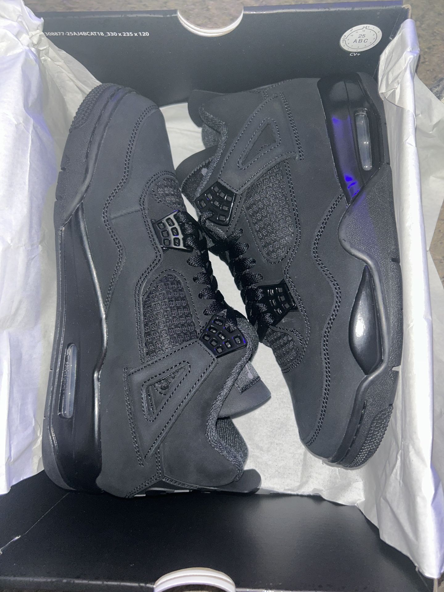 2025 Nike Air Jordan 4 Black Cat Men Sz 8 GS 7 & 6.5