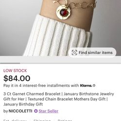 3 Ct Garnet Charmed Bracelet - Sterling Silver