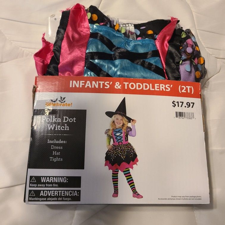 Polla Dot Witch Girls Costime, Size 2t. New