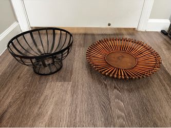 Fruit baskets - one metal and one wood