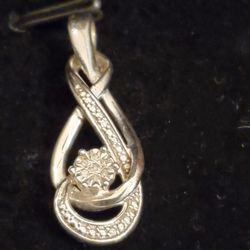 Sterling Silver, And Small Daimond Pendant