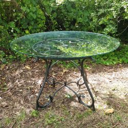 Beautiful Vintage Wrought Iron Heavy Glass Table