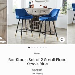 Bar Stools Set of 2 Small Place Stools Blue