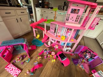 Barbie dream house, camper, vet, closet bundle