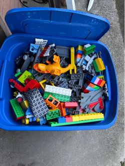 Bin of DUPLO Legos