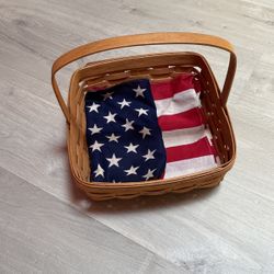 1990 12”x12” Longaberger Basket with American Flag Cloth