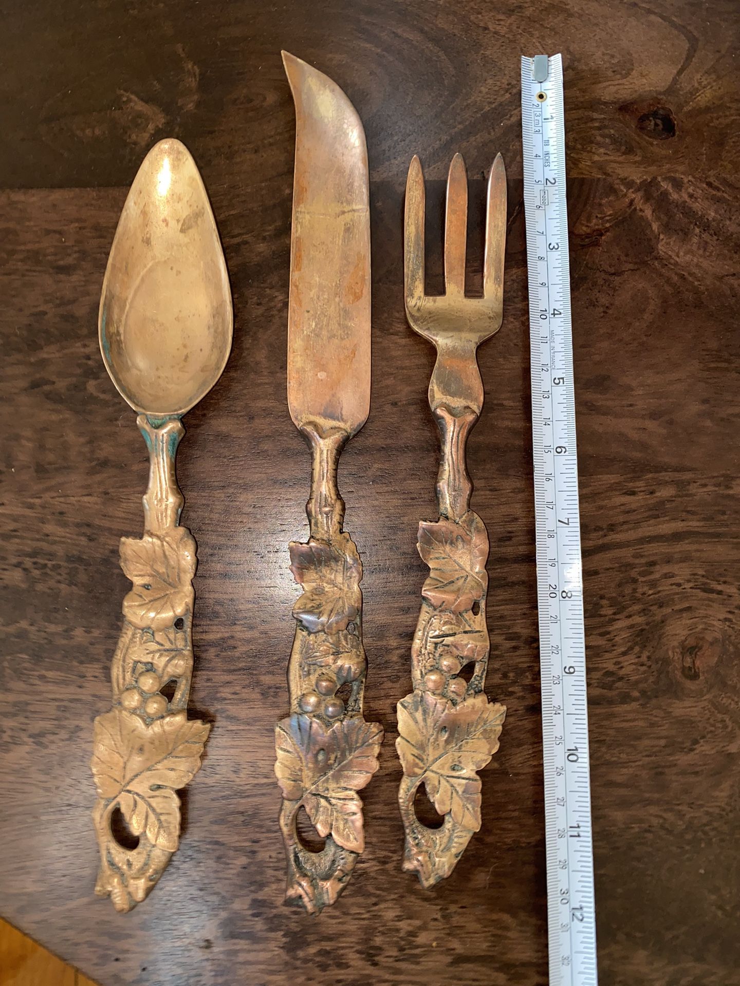 Vintage Copper Carving Salad Set Wall Decor