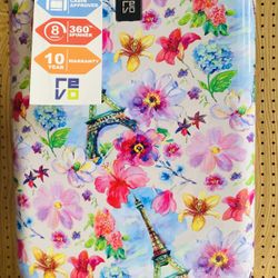 Revo 20-inch carry-on suitcase with a floral print and Eiffel Tower design.
